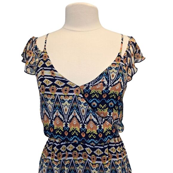 Peach Royal Women's Aztec Print Off Shoulder Mini Dress S - Picture 2 of 16